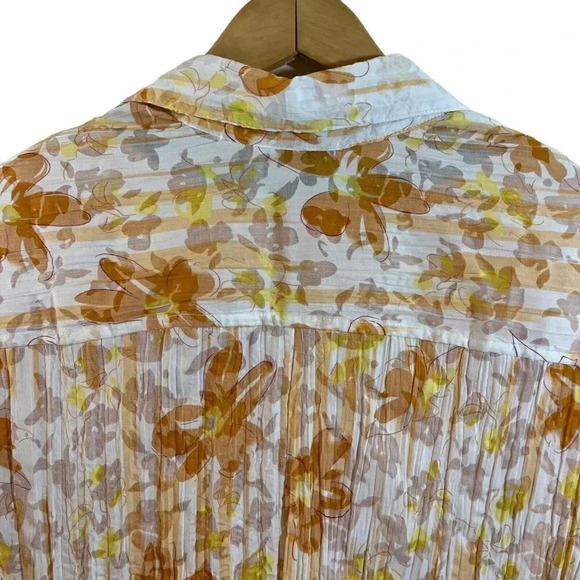 Joanna Two Piece Top Set Size XL Orange Floral Collared Cotton Polyester Blend - Picture 6 of 11